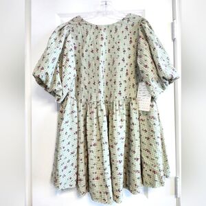 Easel Womens Oversized Gingham Babydoll Dress With Flowers size Medium